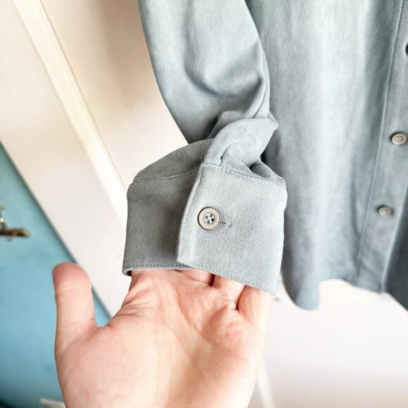 Soft Surroundings Softly Sueded Shirt Tranquil Blue Women’s S Casual Minimalist - Picture 7 of 12